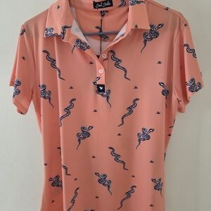Bad Birdie Coral Polo with Snake Design